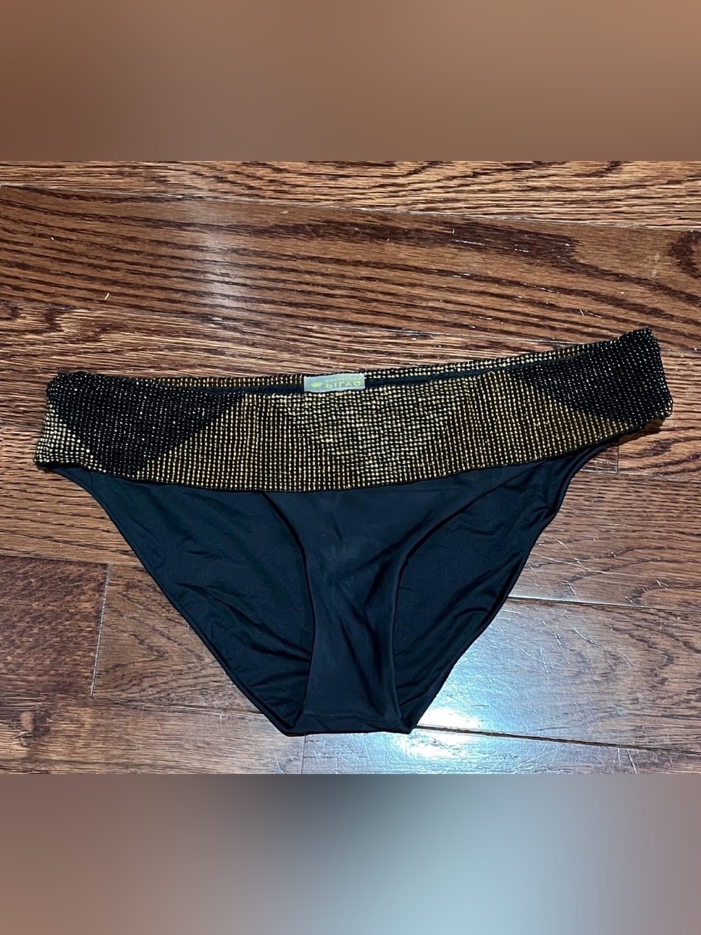 Pilyq Black and Gold Beaded Bikini Bottom